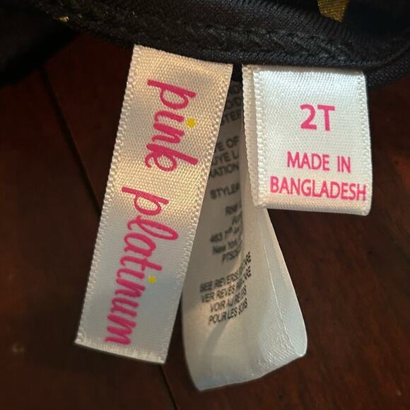 Pink‎ Platinum Swimsuit Toddler Girls 2T Black One Shoulder Pullover Bikini NEW - Picture 3 of 10